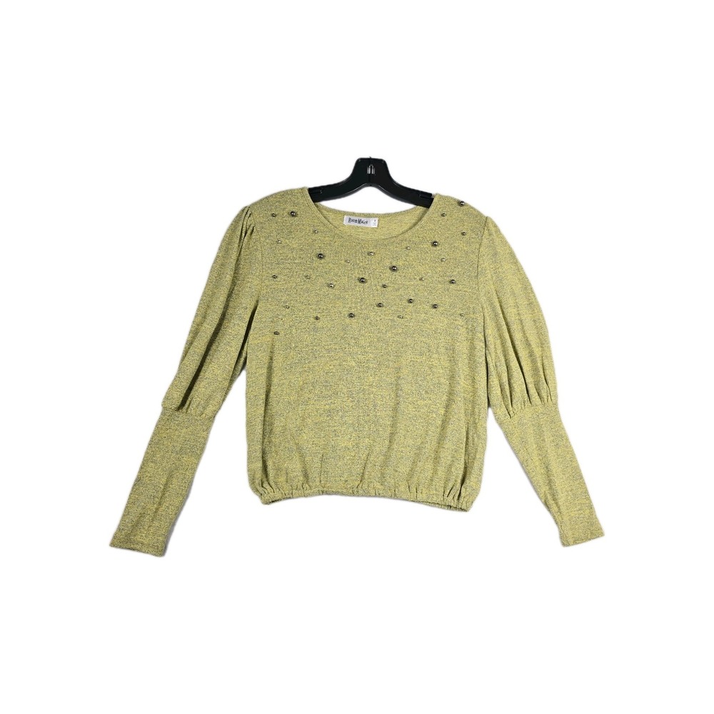 Roommates‎ Women's Size Small Green Beaded Pearls Top Long Sleeve